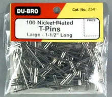 Load image into Gallery viewer, DU-BRO NICKEL PLATED T PINS (100)