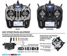 Load image into Gallery viewer, JR T14x4 Full 14 Channel DMSS XBUS Transmitter in Black Pearl With CNC Machined Alloy Gimbals