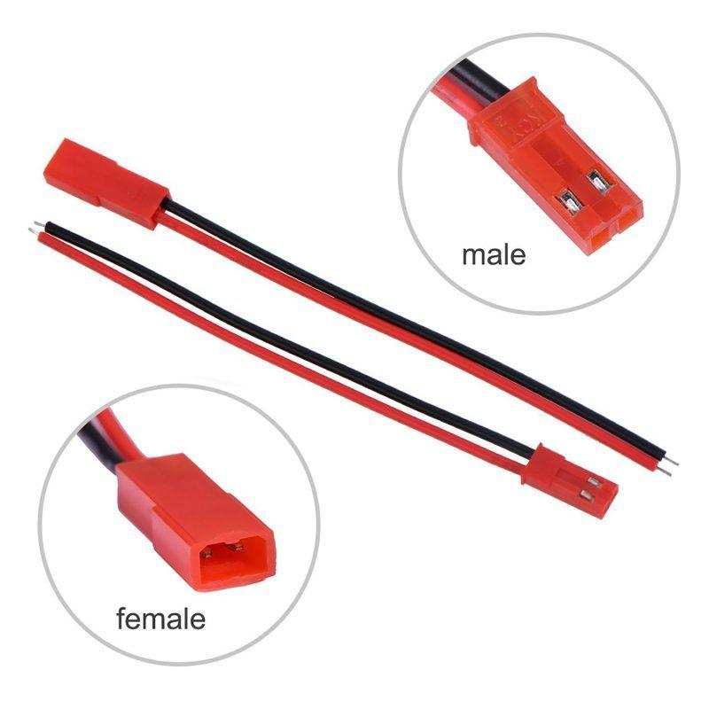 2 Pin JST Battery Connector with leads Male
