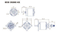 Load image into Gallery viewer, Dual Sky ECO V2 3520C 820kv 1040w 40E Brushless Outrunner Motor 210g 13x8 - 15x6E Prop Replaces .32 - .40 Glow Engine
