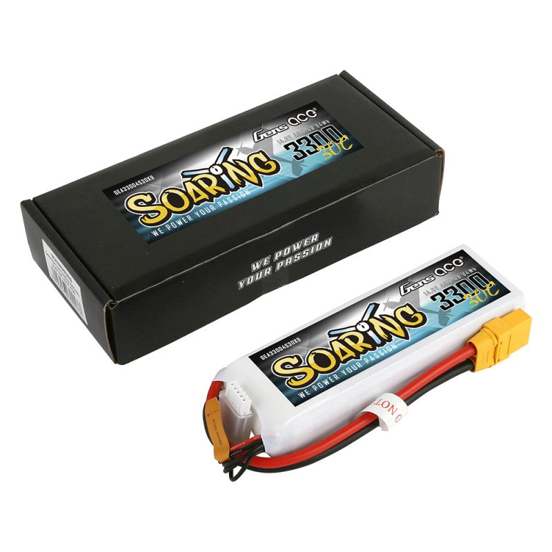 Gens Ace 3300mAh 4S 14.8v 30C Lipo Battery 137x43x26mm 328g EC5 Plug XH Balance Soaring Series