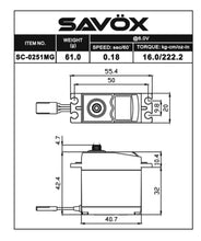 Load image into Gallery viewer, Savox Standard size Digital HV Servo 25kg 0.15sec @7.4v, 16Kg/cm, 0.18sec @6v with Soft Start, 61g, 40.7x20x39.4mm
