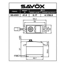 Load image into Gallery viewer, Savox SG-0351 STD size 4.1kg/cm, Digital Servo, 0.17 sec, 6.0V 41g, 40.7x20x37.0mm
