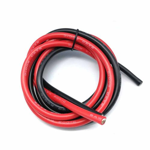SILICONE WIRE 10AWG RED/BLACK .5M